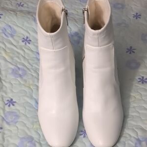 Rampage White Ankle Booties Suede Minimalist Design